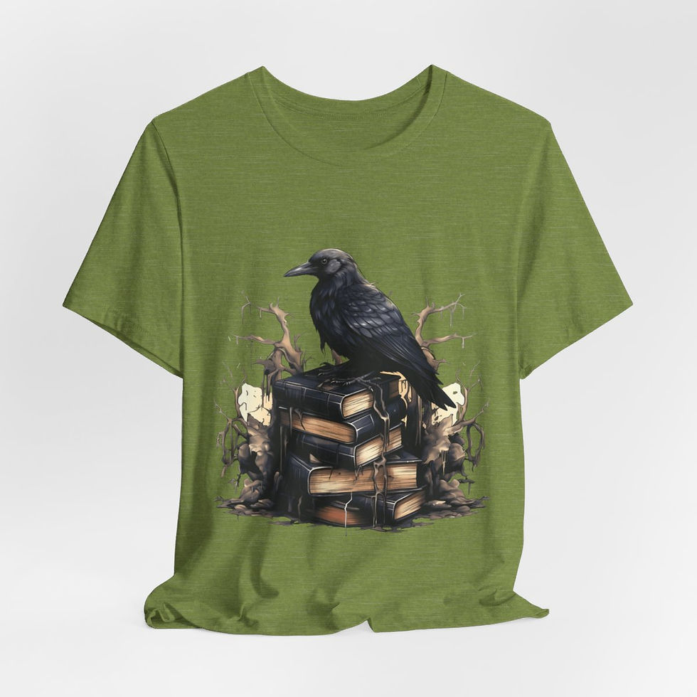 Thumbnail: Witchy T-Shirt Black Raven Spellbook Art Tee Esoteric Expressive Halloween Gifts