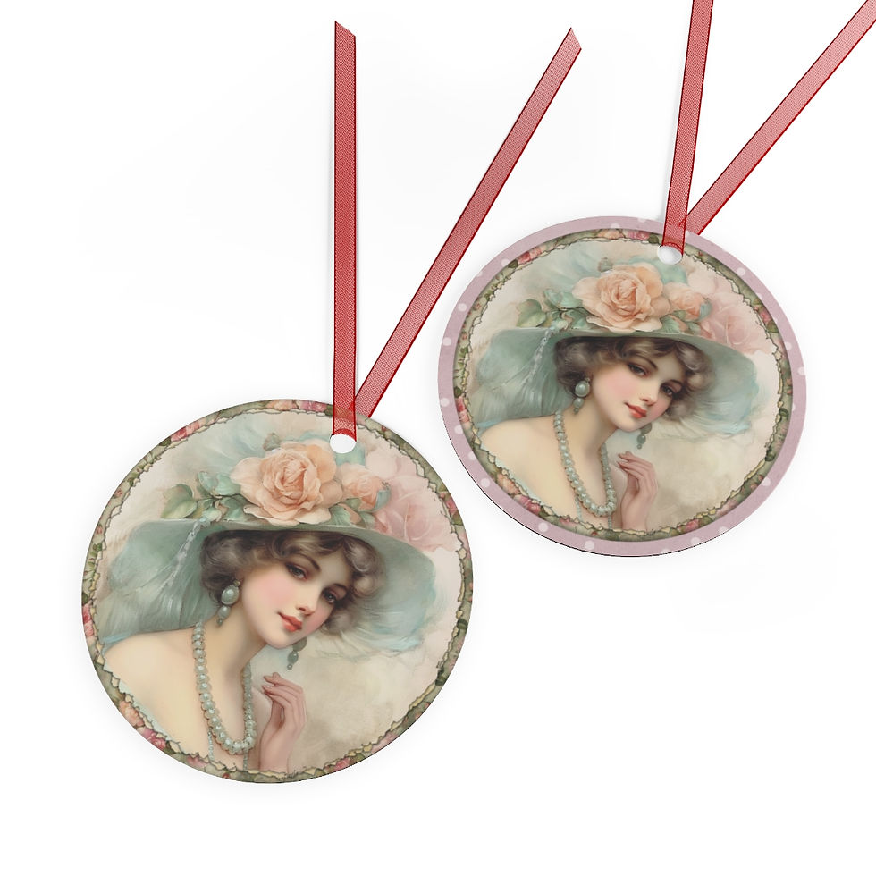 Thumbnail: Shabby Victorian Christmas Ornament Beautiful Woman Artistic Christmas Decor