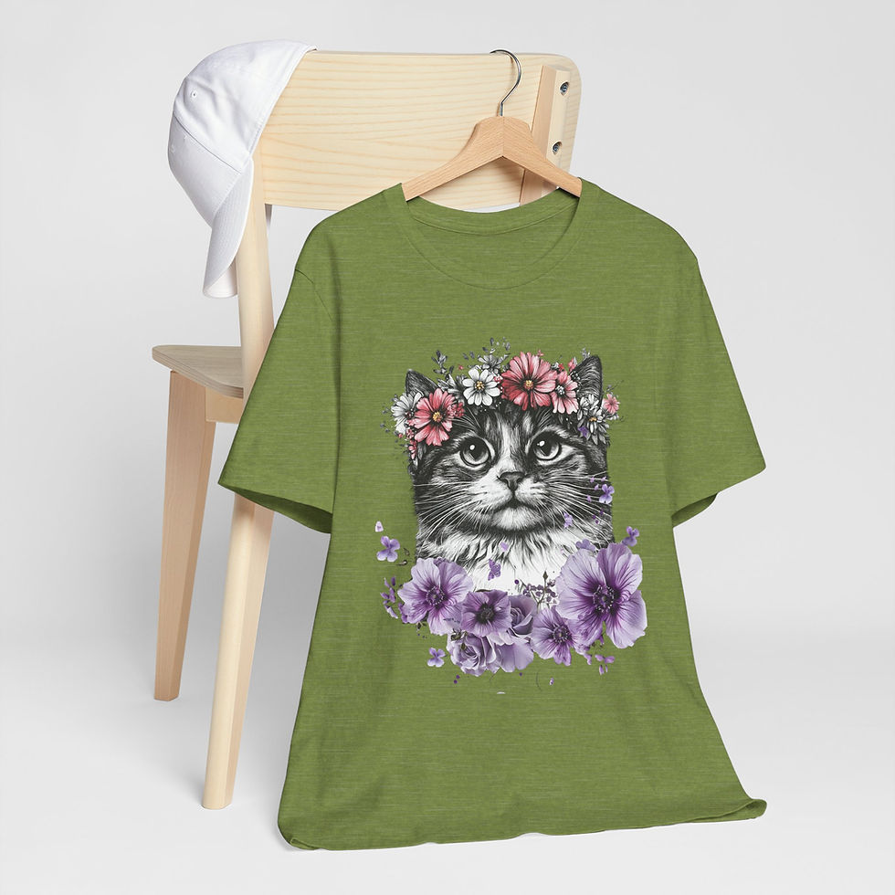 Thumbnail: Artistic Cat T-Shirt Shabby Boho Kitten Art Cat Lover Gift