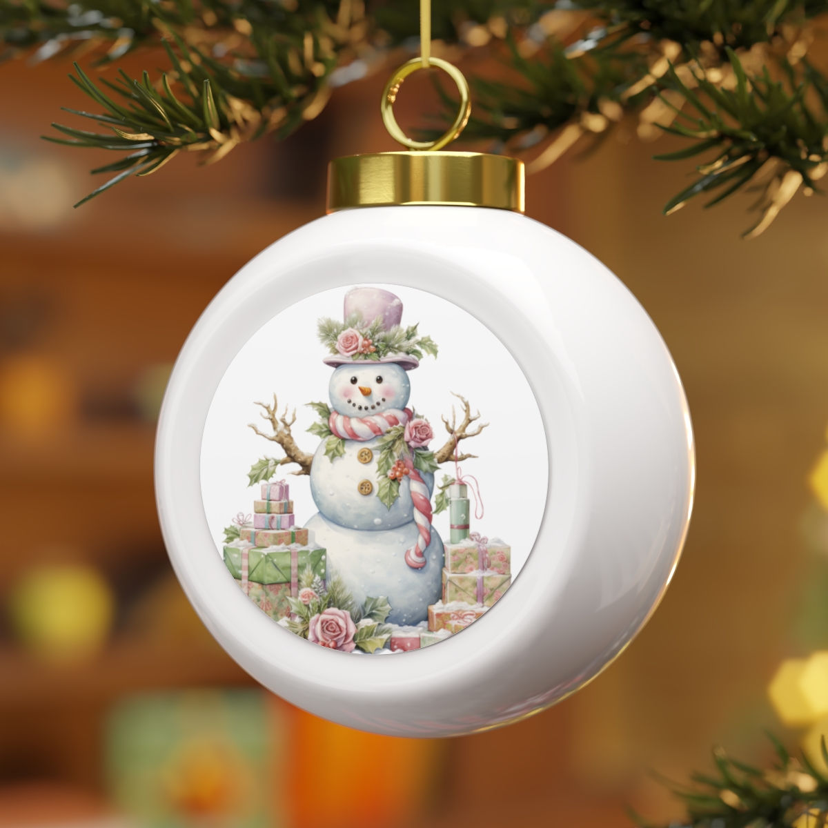 Shabby Chic Snowman Christmas Ornament Pastel Christmas Decor & Gifts