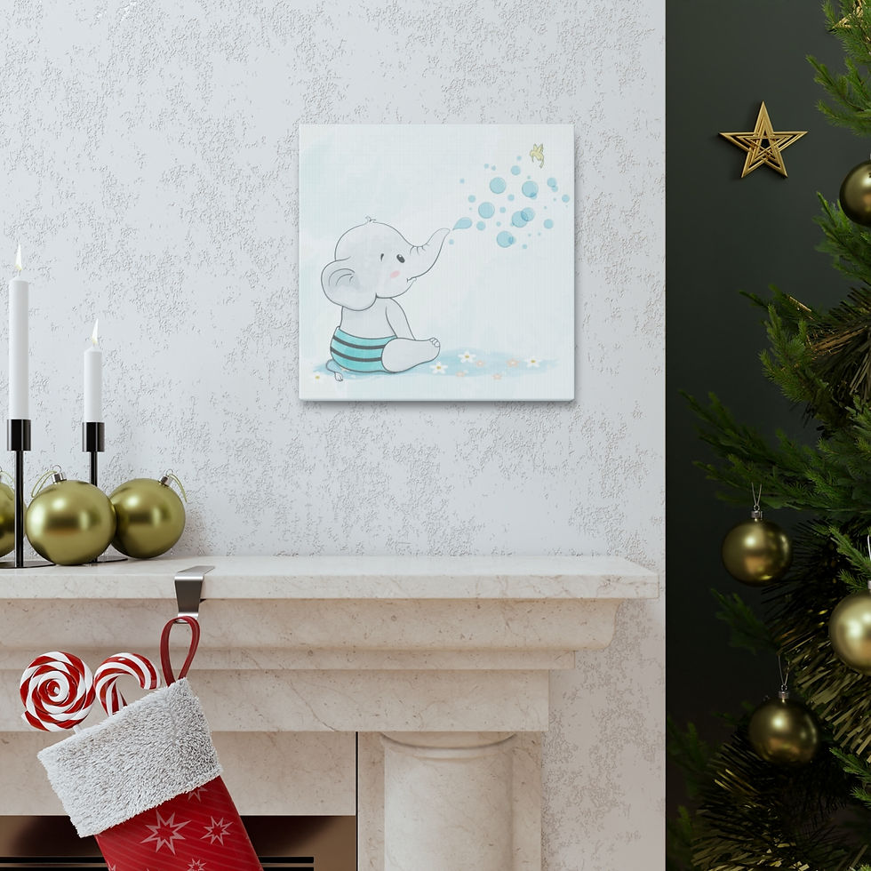 Thumbnail: Artistic Nursery Decor Canvas Art Watercolor Summer Fun Elephant Canvas Print 