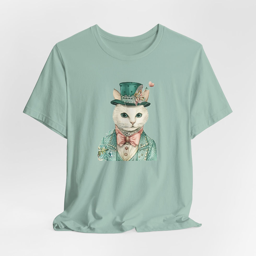 Thumbnail: Victorian Cat Art T-Shirt Shabby Male Kitty Expressive Artistic Cat Lover Gift