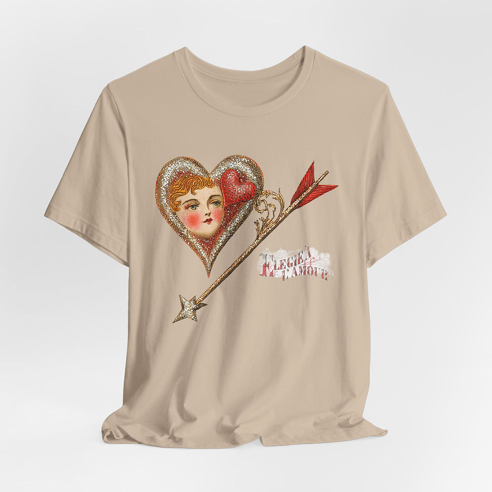 Thumbnail: Shabby Cherub Art T-Shirt Valentine's Day Pink Cupid Expressive Artistic Gift