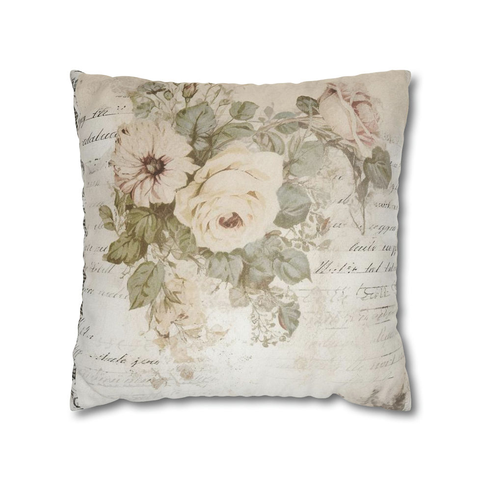 Thumbnail: Shabby French Country Home Decor Throw Pillow cover Vintage White Rose