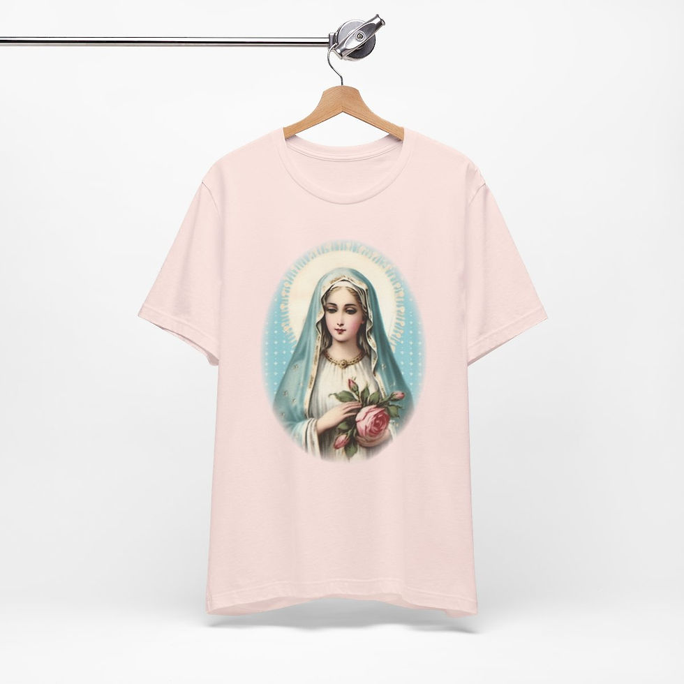 Thumbnail: Virgin Mary T-Shirt Shabby French Madonna Ave Maria Art Tee Catholic Faith Gifts