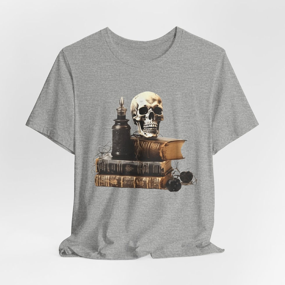 Thumbnail: Witchy T-Shirt Spell book & Skull Art Tee Esoteric Expressive Halloween Gifts