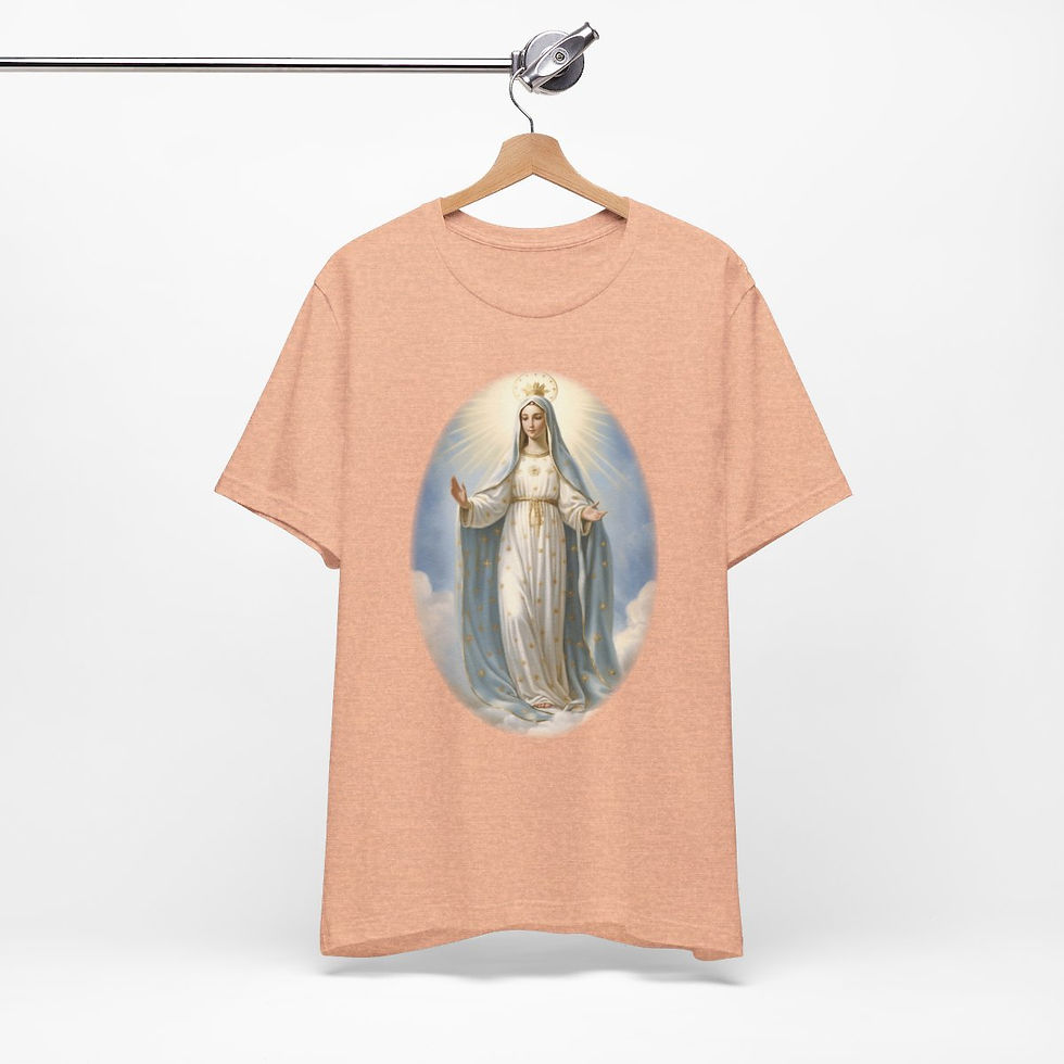 Thumbnail: Virgin Mary T-Shirt Our Lady of Grace Ave Maria Art Tee Catholic Faith Gift