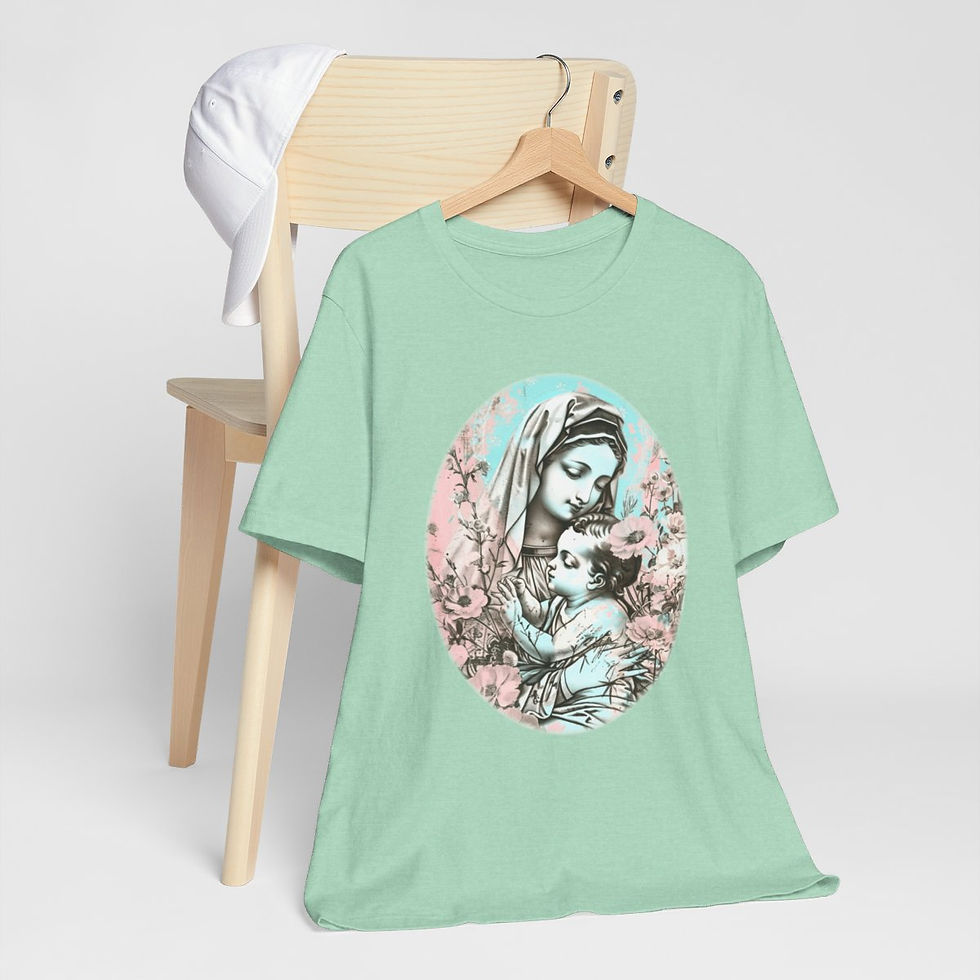 Thumbnail: Shabby Virgin Mary T-Shirt Religious Wearable Art Tee Artistic Catholic Gifts