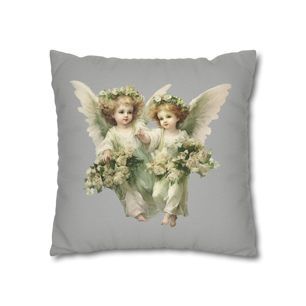 Thumbnail: Shabby Cherub Art Throw Pillow cover Vintage Victorian Angel Art Home Decor