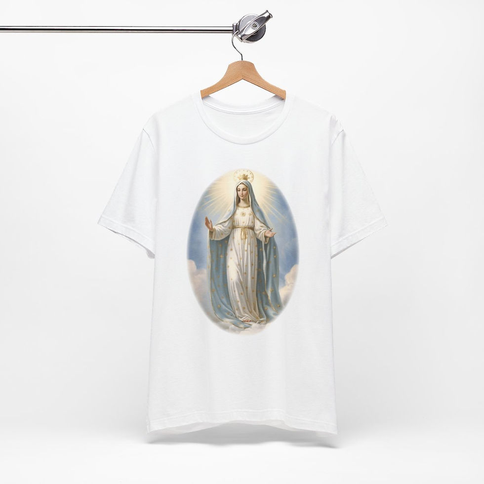 Thumbnail: Virgin Mary T-Shirt Our Lady of Grace Ave Maria Art Tee Catholic Faith Gift