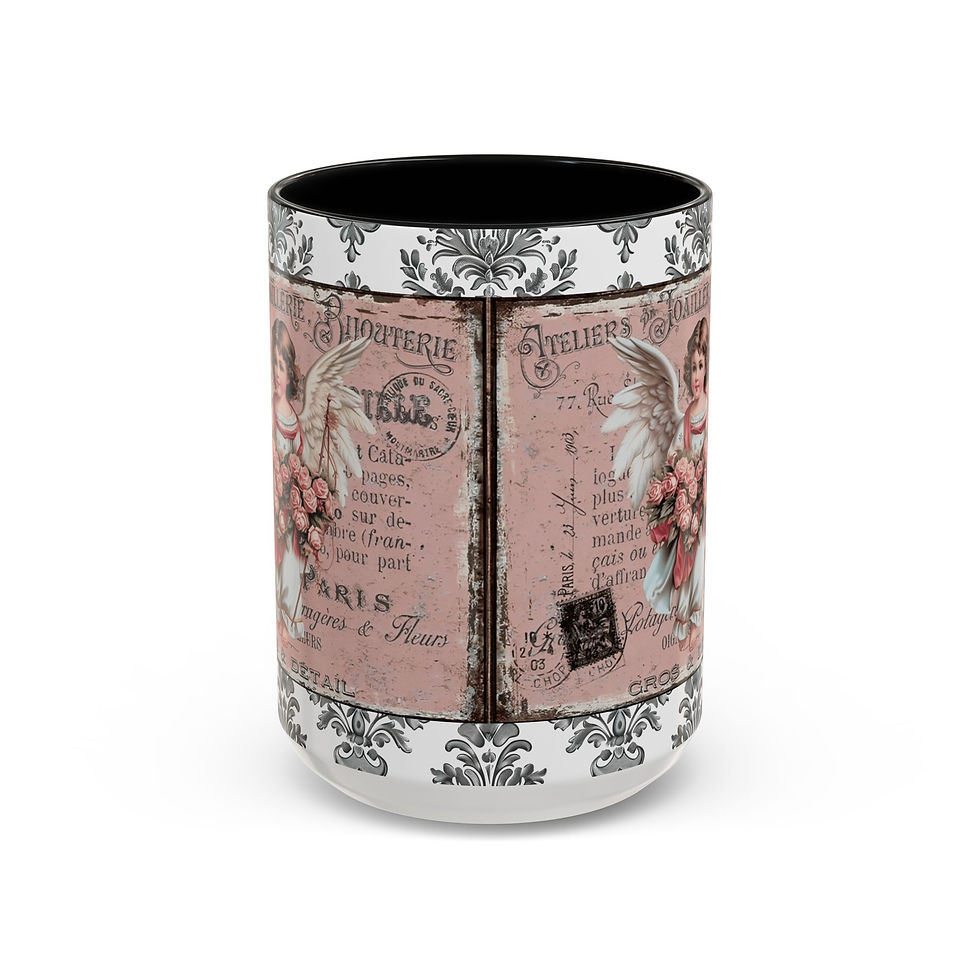 Thumbnail: Shabby Angel Coffee Mug Vintage Cherub Artistic Gift French Country Kitchen 