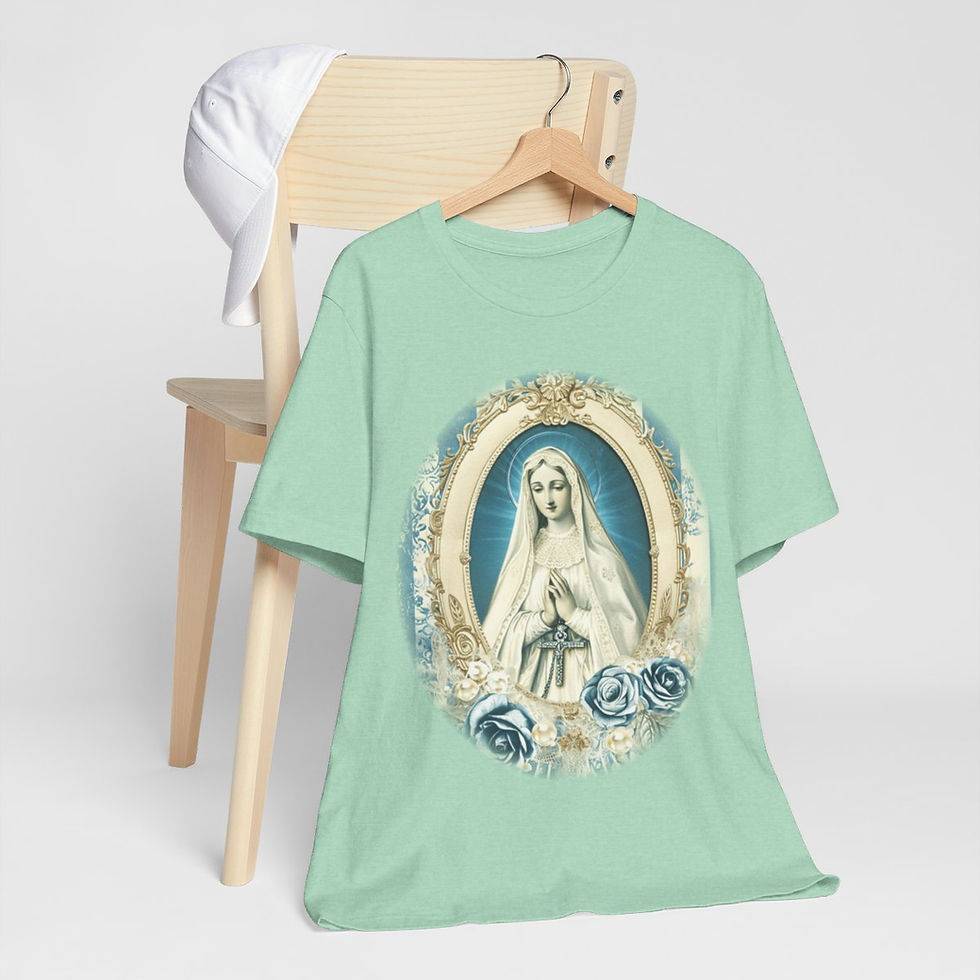 Thumbnail: Shabby Virgin Mary T-Shirt Ave Maria Religious Faith Art Tee Catholic Gifts