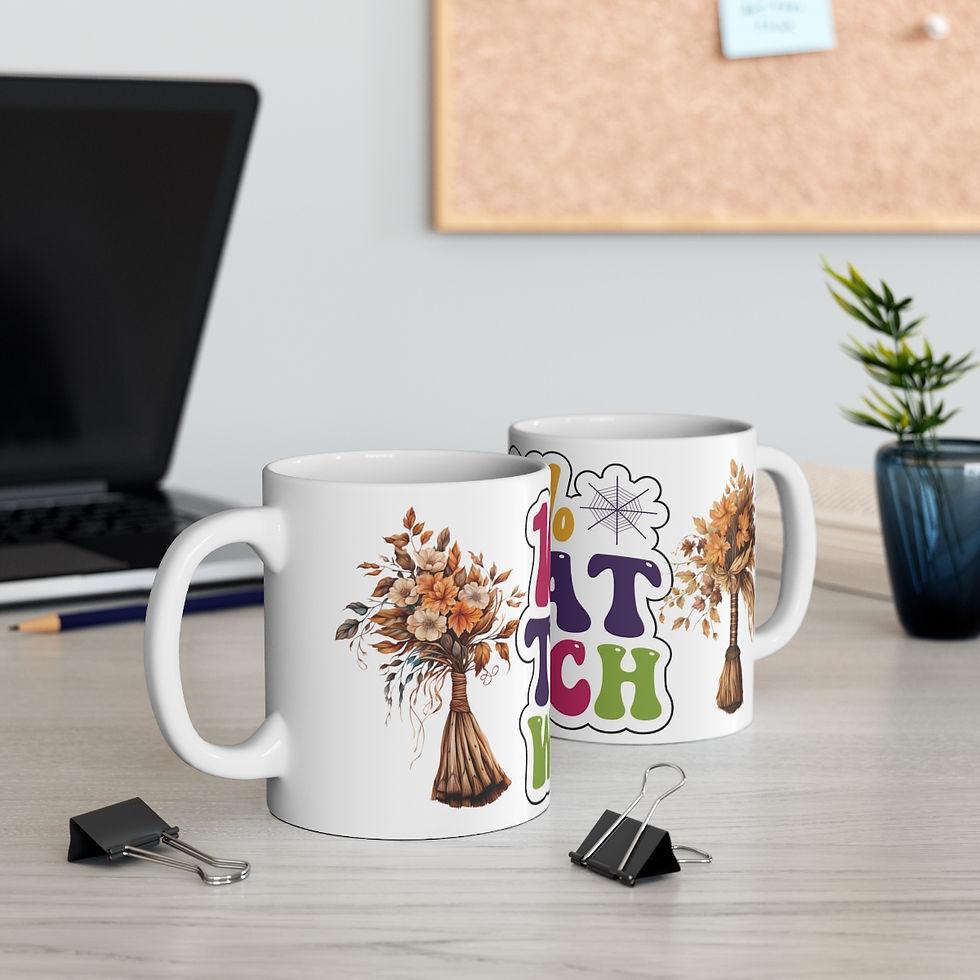 Thumbnail: Retro Halloween Coffee Mug 100%That Witch Artistic gifts Witches Broom