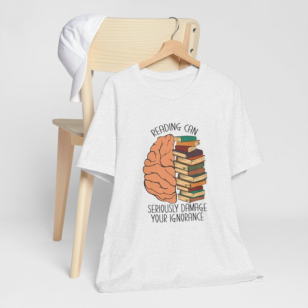Thumbnail: Book T-Shirt Reading can Damage Your Ignorance Expressive Art Apparel Fun Gifts