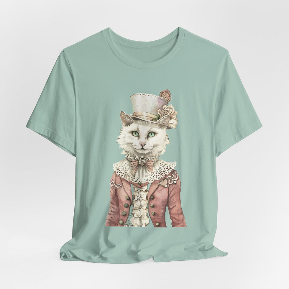 Thumbnail: Victorian Cat Art T-Shirt Shabby Male Kitty Expressive Artistic Cat Lover Gift