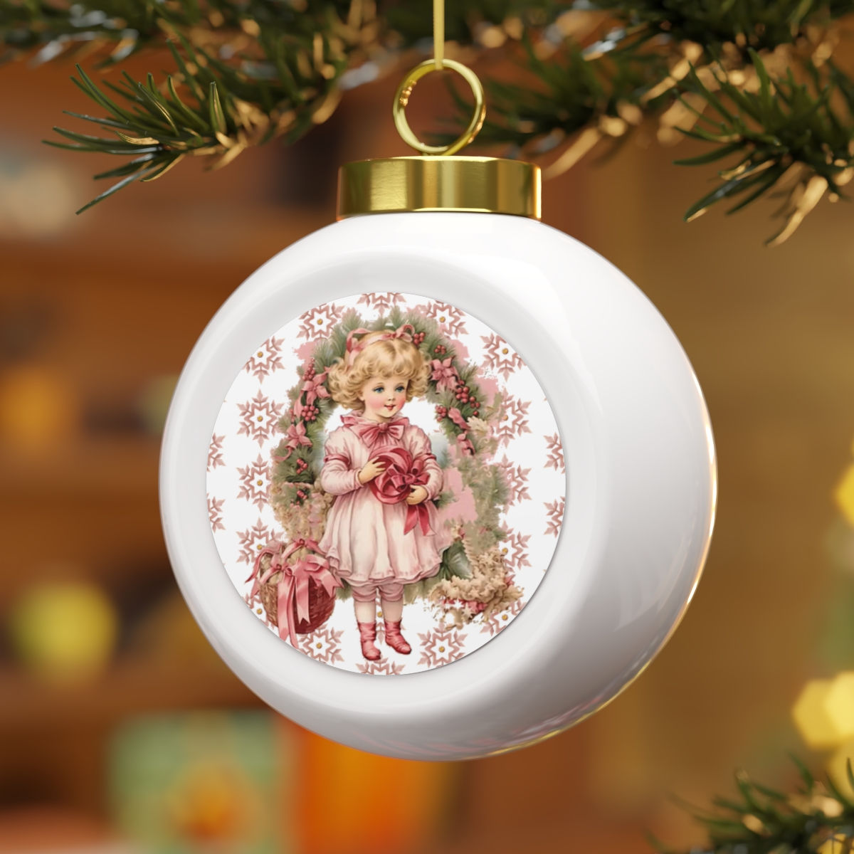 Victorian Girl Christmas Ornament Shabby chic Pink Christmas Decor
