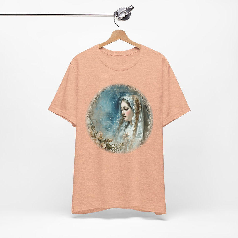 Thumbnail: Shabby Virgin Mary T-Shirt Ave Maria Religious Faith Art Tee Catholic Gifts