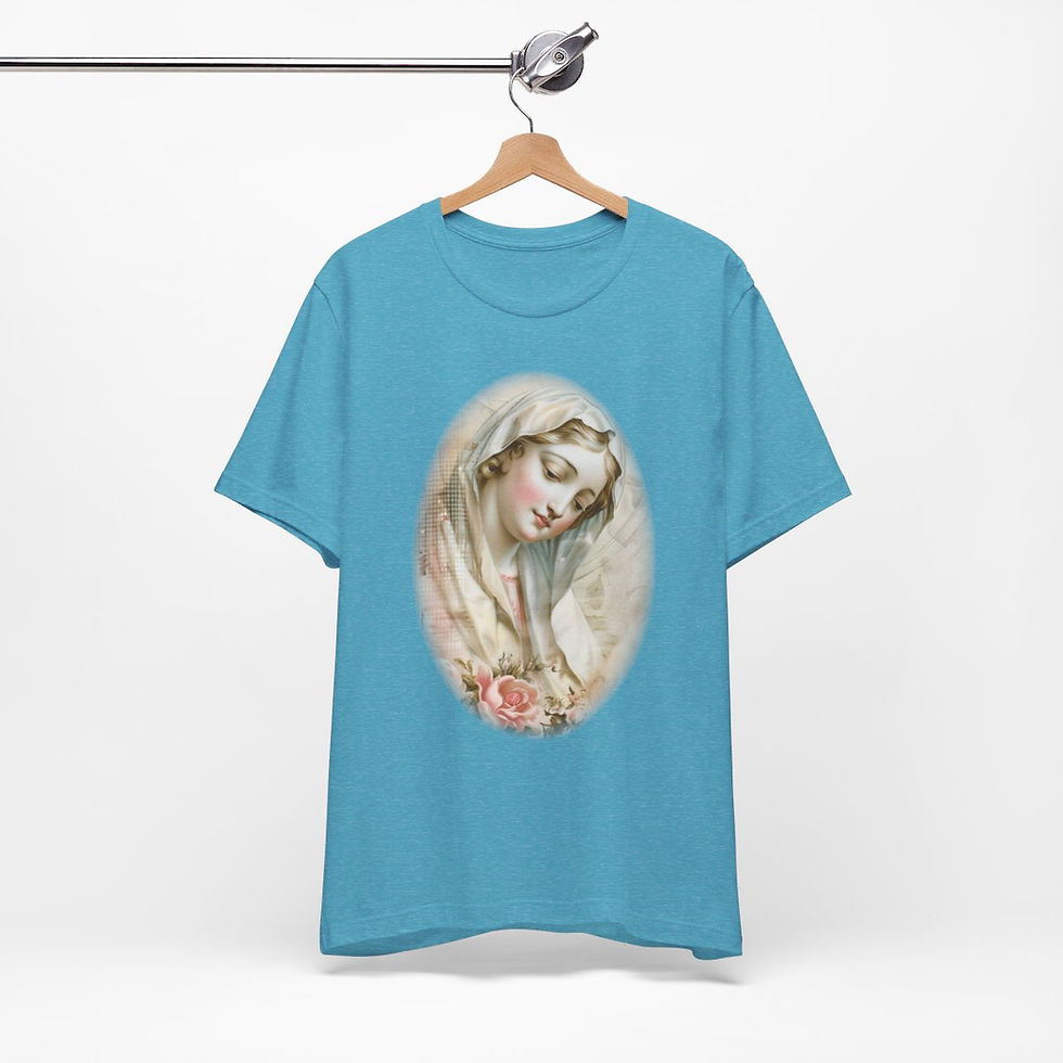 Thumbnail: Shabby Virgin Mary T-Shirt Ave Maria Religious Faith Art Tee Catholic Gifts