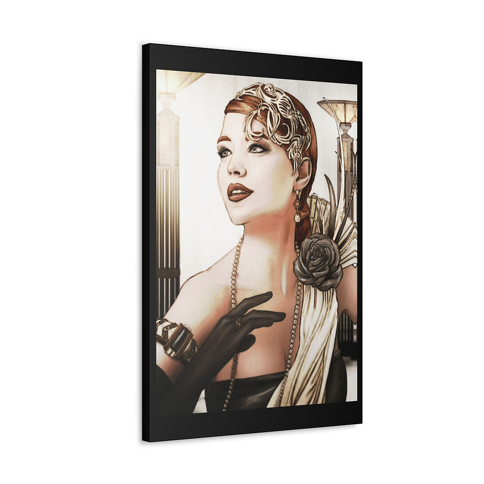 Thumbnail: Glam Chic Canvas Art Deco Glamourous Woman Roaring 20s Flapper Artistic Print