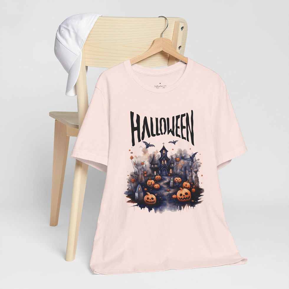 Thumbnail: Halloween T-Shirt Spooky Haunted House Art Fall Apparel Trendy Gift
