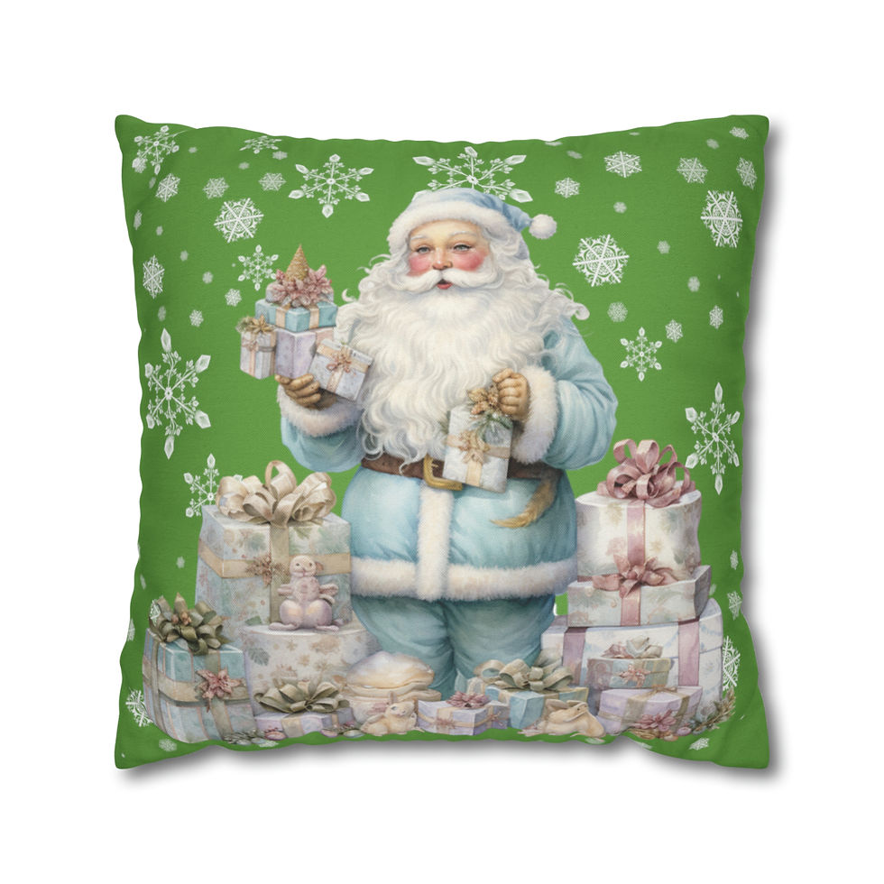 Thumbnail: Vintage Christmas Decor Artistic Throw Pillow cover Shabby French Santa Claus