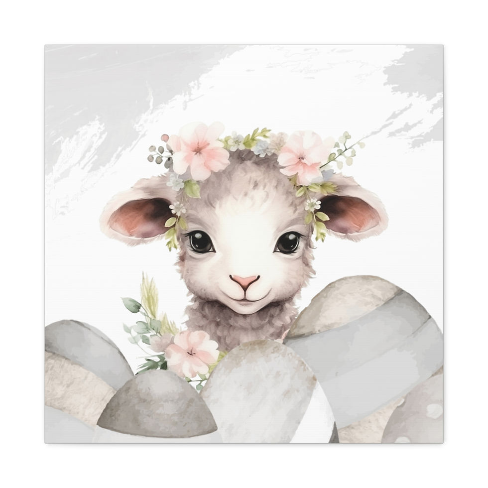 Thumbnail: Shabby Farmhouse Canvas Art Lamb Watercolor Print French Country Decor