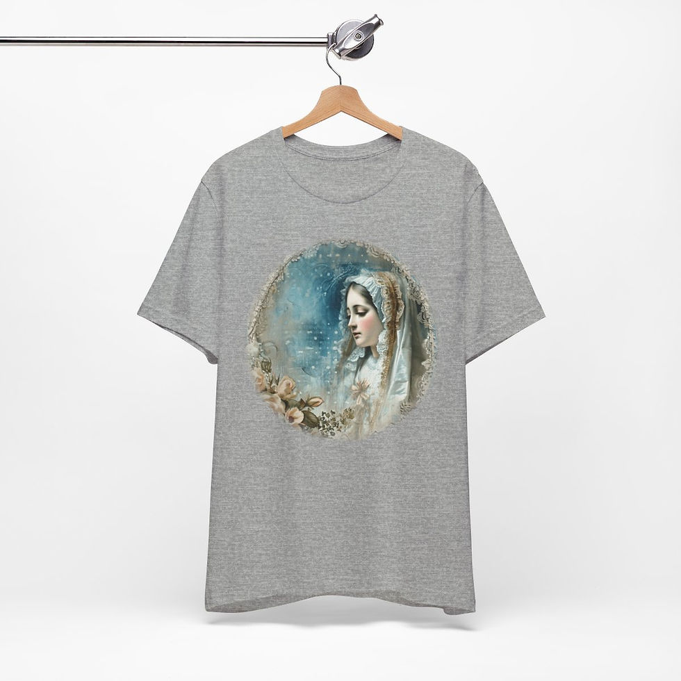 Thumbnail: Shabby Virgin Mary T-Shirt Ave Maria Religious Faith Art Tee Catholic Gifts