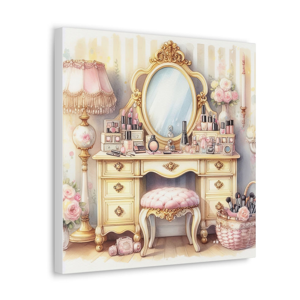 Thumbnail: Shabby French Canvas Art Romantic Cottage Print Vanity Bathroom Bedroom Decor