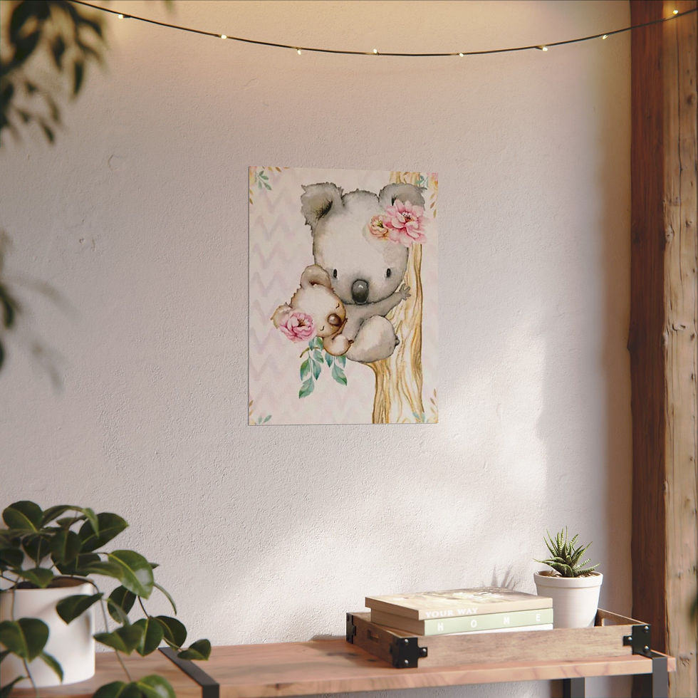 Thumbnail: Boho Nursery Art Watercolor Print Koala Bear Baby with Mother Children's decor 