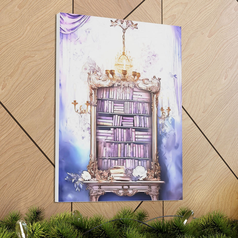 Thumbnail: Shabby Books Canvas Art Bookcase Watercolor Canvas Print Wall Decor 