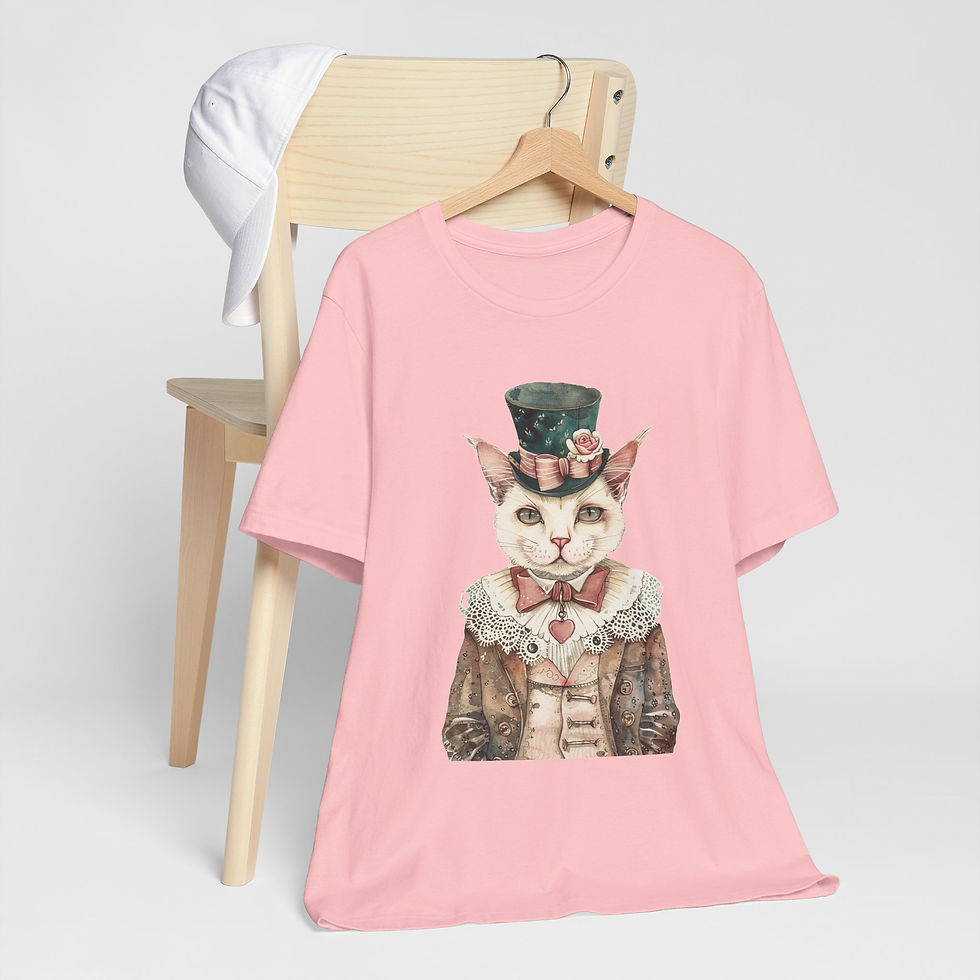 Thumbnail: Victorian Cat Art T-Shirt Shabby Male Kitty Expressive Artistic Cat Lover Gift