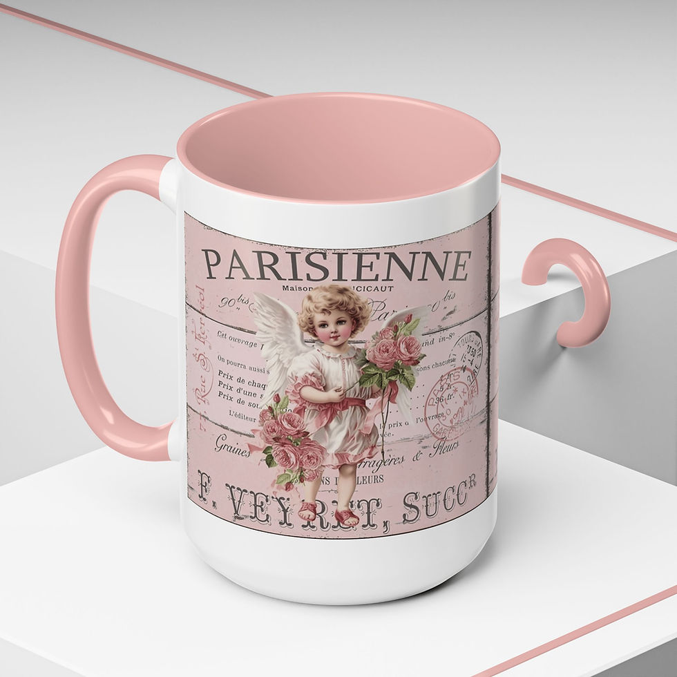 Thumbnail: Shabby Angel Coffee Mug Vintage Cherub Artistic Gift French Country Kitchen 