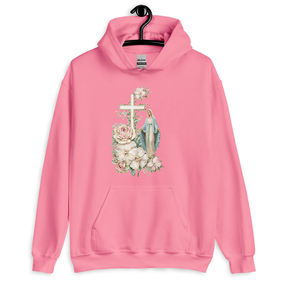 Thumbnail: Artistic Virgin Mary Sweatshirt with Pockets, Catholic Mother Mary Art Hoodie
