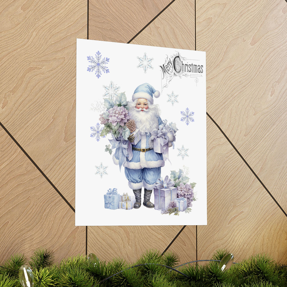 Thumbnail: Nostalgic Vintage Christmas Decor Shabby Chic Santa Claus Pastel Art Print 