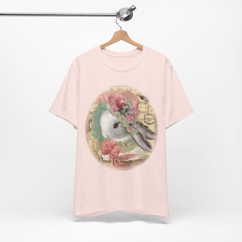 Thumbnail: Shabby Bunny T-Shirt Pink Roses Chic French Art Tee Artistic Apparel & Gifts