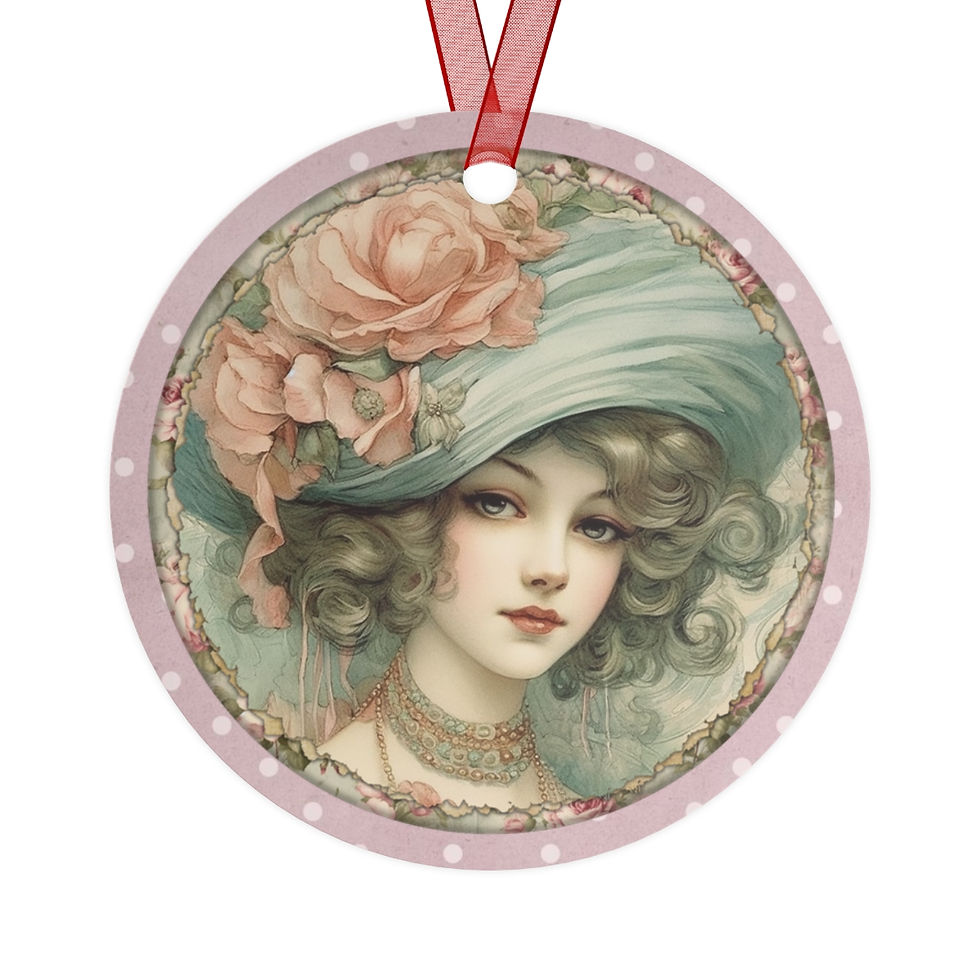 Thumbnail: Shabby Victorian Christmas Ornament Beautiful Woman Artistic Christmas Decor
