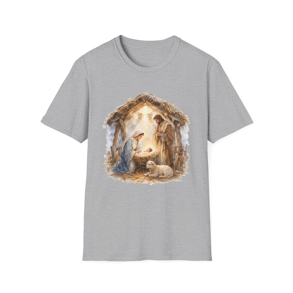 Thumbnail: Nativity T-Shirt - Jesus, Virgin Mary, St Joseph Catholic Faith Wearable Art Tee