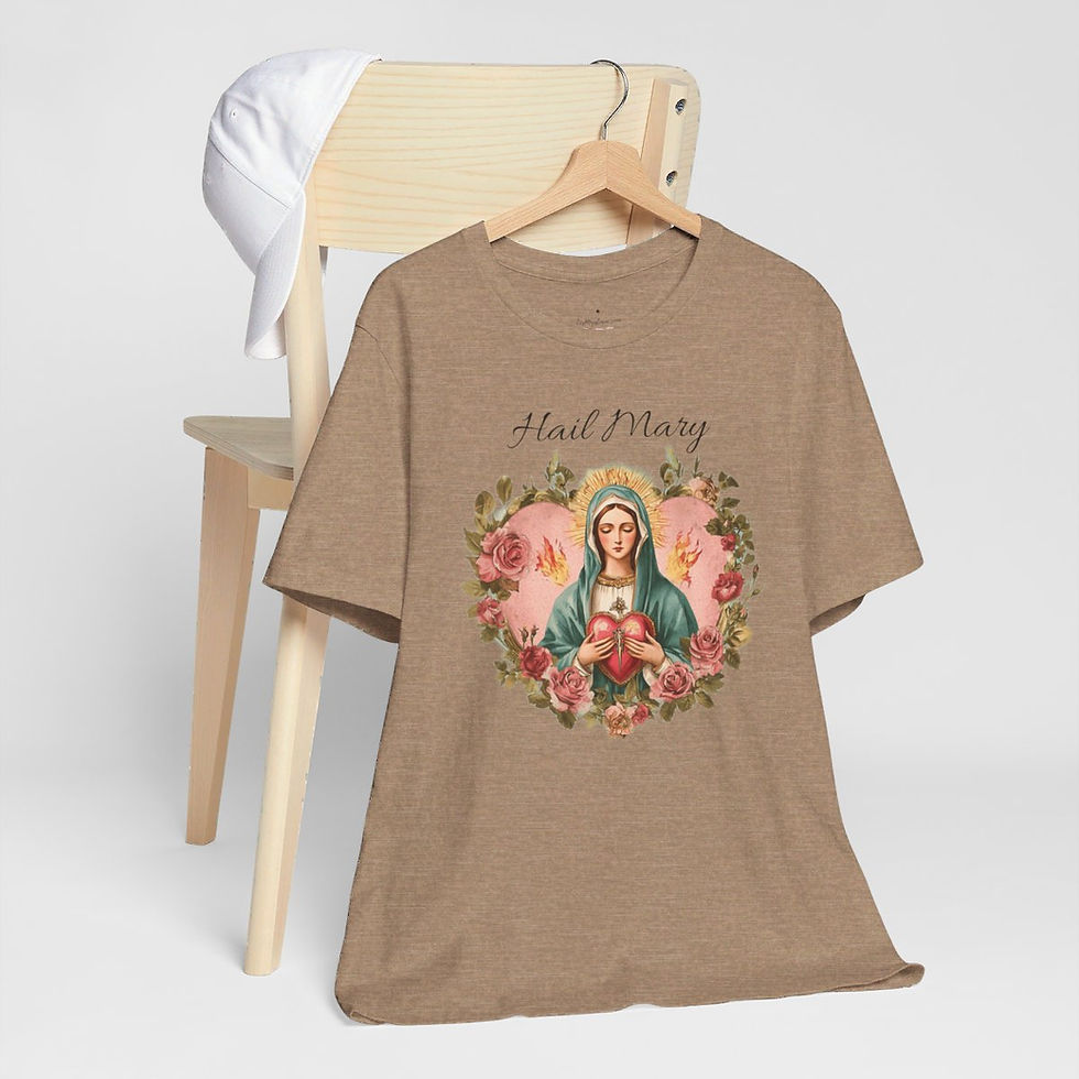Thumbnail: Virgin Mary T-Shirt Shabby Mother Mary Ave Maria Hail Mary Catholic Art Tee
