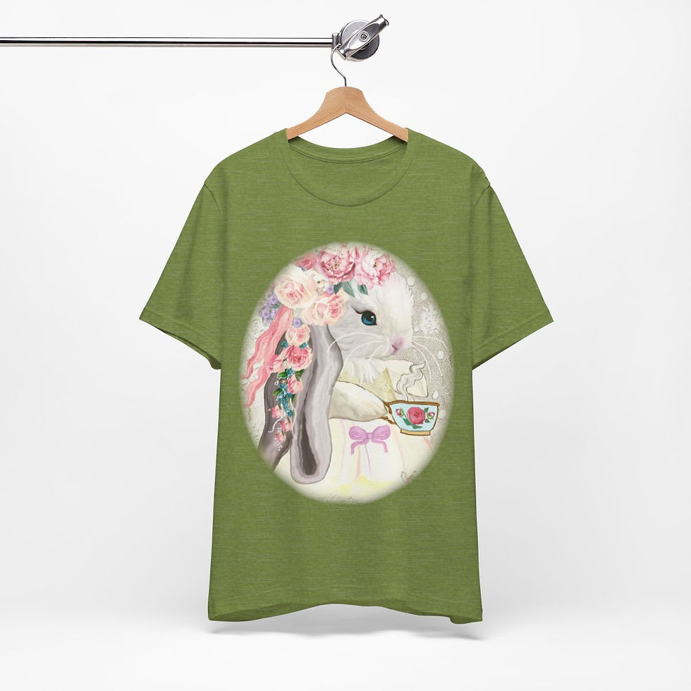 Thumbnail: Shabby T-Shirt Bunny having Tea Pink Roses Chic Art Tee Artistic Apparel & Gifts