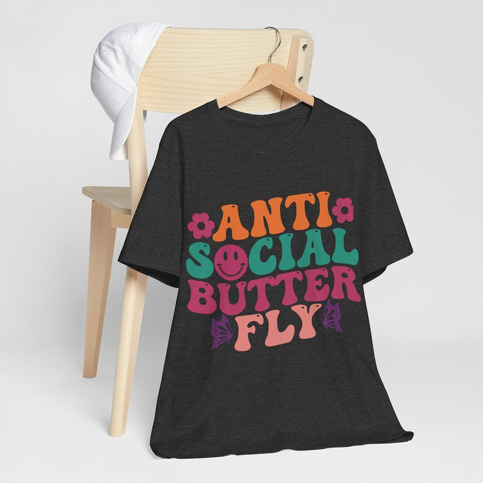 Thumbnail: Sarcastic T-Shirt Anti Social Butterfly Art Tee Fun Expressive Gifts