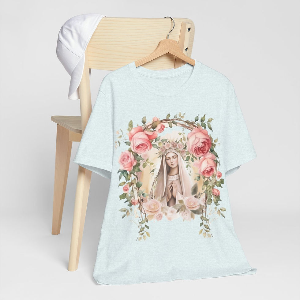 Thumbnail: Shabby Religious Faith T-Shirt Virgin Mary Art Tee Vintage Style Catholic Gifts