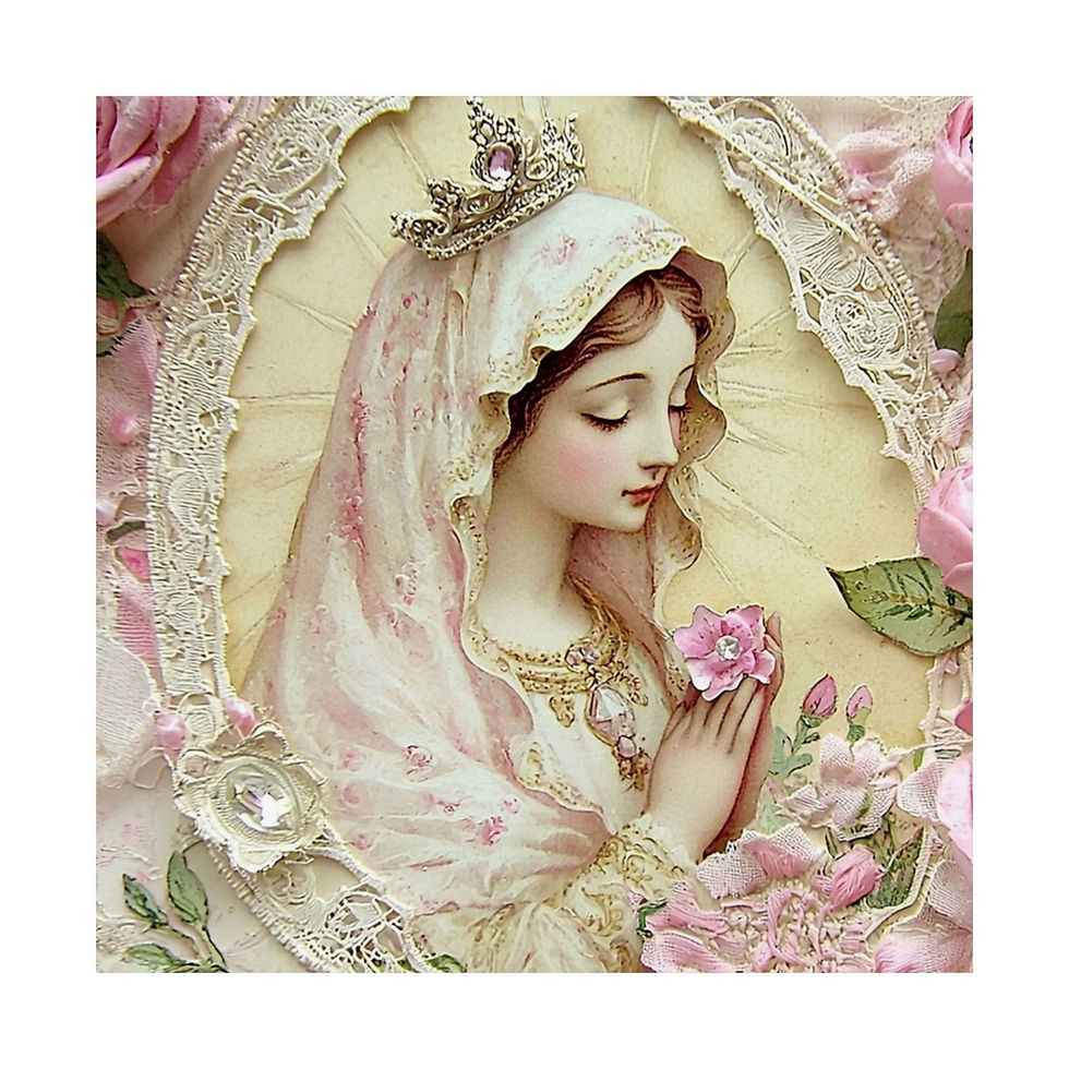 Thumbnail: Art Print Shabby Virgin Mary Pastel Religious Decor Catholic Faith Wall Hanging