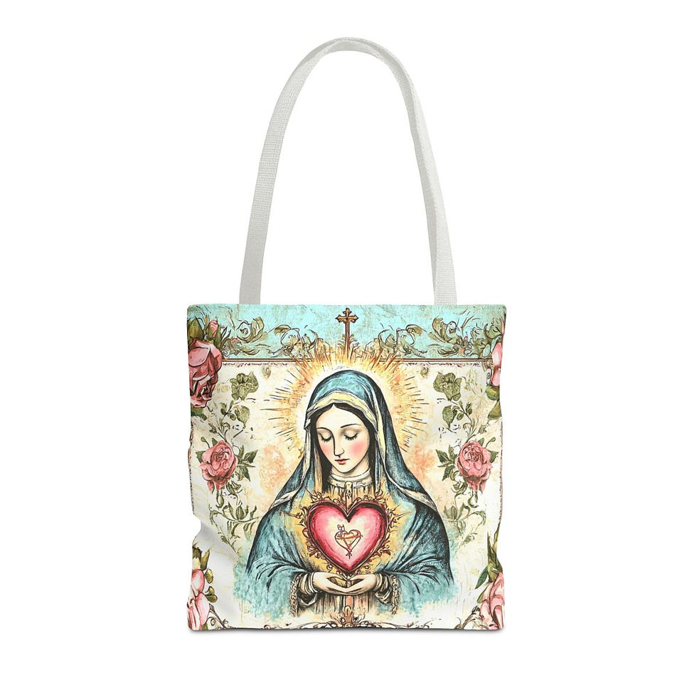 Thumbnail: Shabby Vintage Virgin Mary Tote Bag Peaceful Religious Artistic Catholic Gift