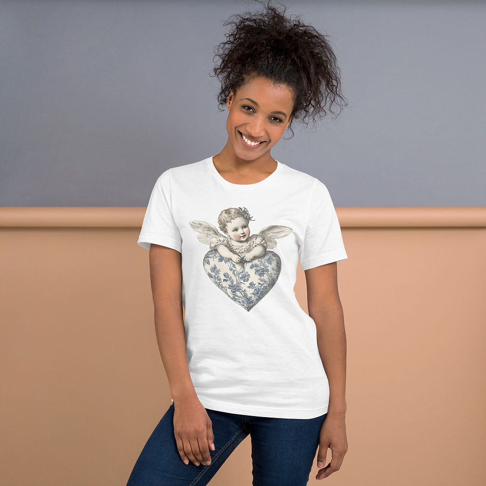Thumbnail: Shabby Chic Cherub T-Shirt, French Victorian Angel Wearable Art, Artistic Gift