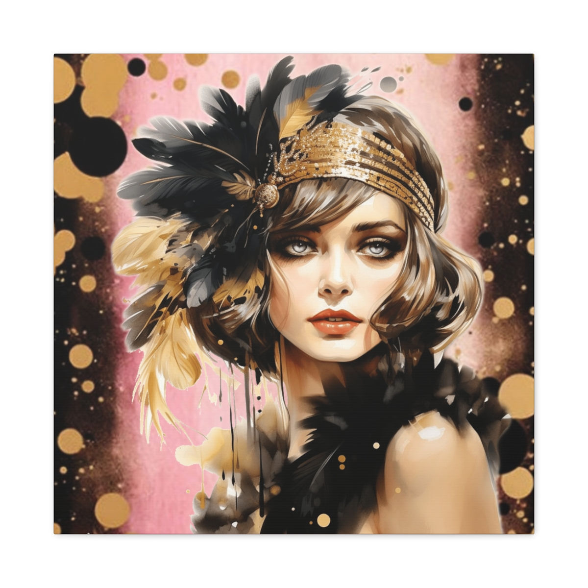 Vintage Art Deco Women Canvas Art French Flapper Glam Artwork Statement Decor 