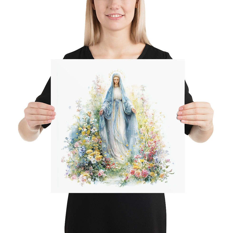Thumbnail: Artistic Virgin Mary Art Print Shabby Catholic Faith Mother Mary, Flowers