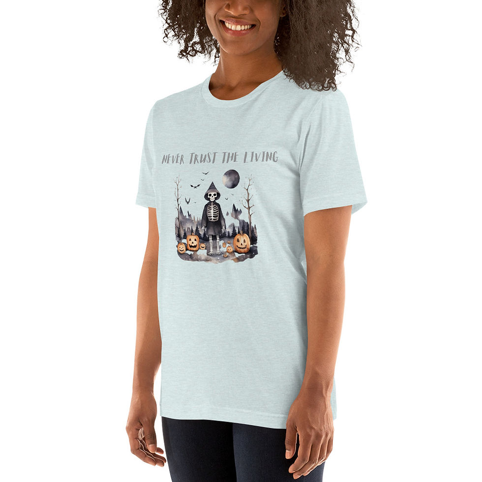 Thumbnail: Artistic T-shirt Never Trust the Living Halloween theme Unisex Tee