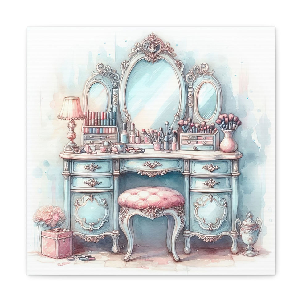 Thumbnail: Shabby French Canvas Art Romantic Cottage Print Vanity Bathroom Bedroom Decor