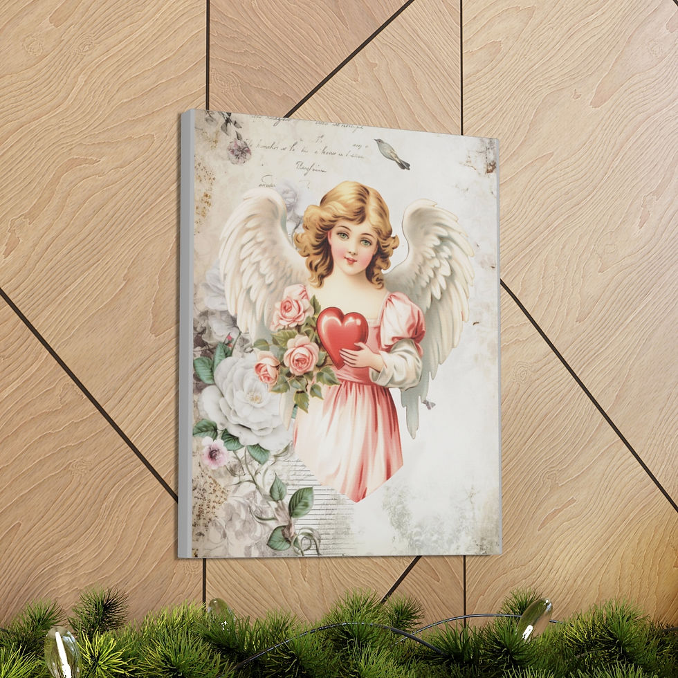Thumbnail: Shabby Chic Angel Canvas Art Vintage Victorian Angelic Pastel French Print