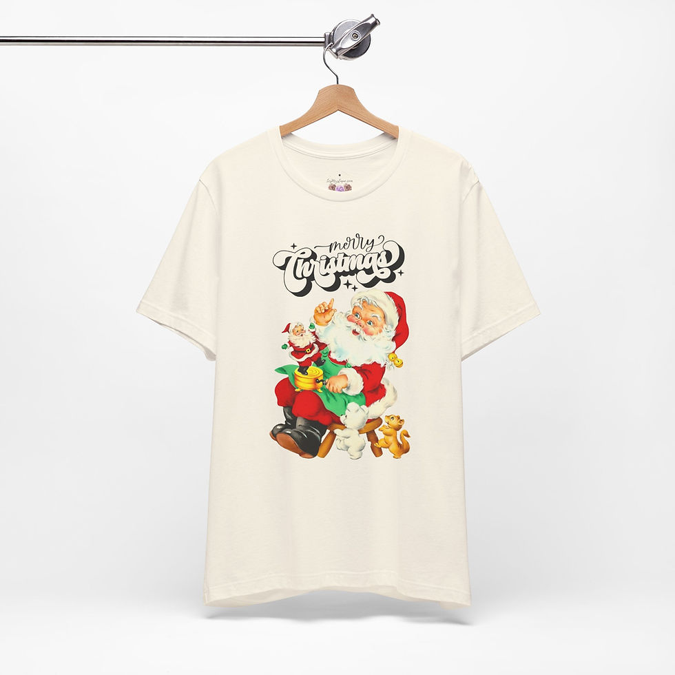 Thumbnail: Retro Santa Claus T-Shirt Merry Christmas Vintage Art Tee Fun Holiday Apparel